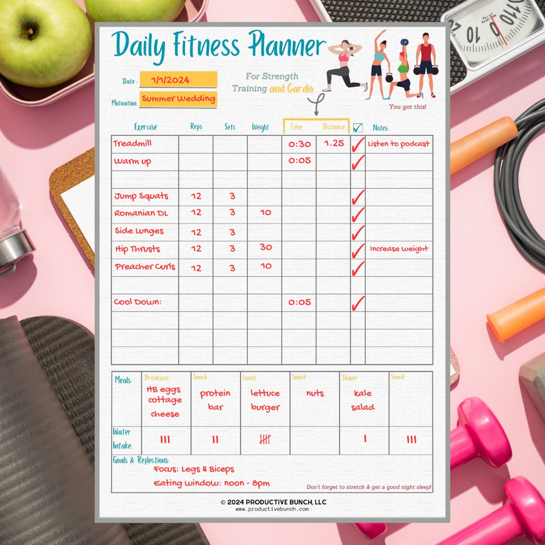 Daily Fitness Planner Pad