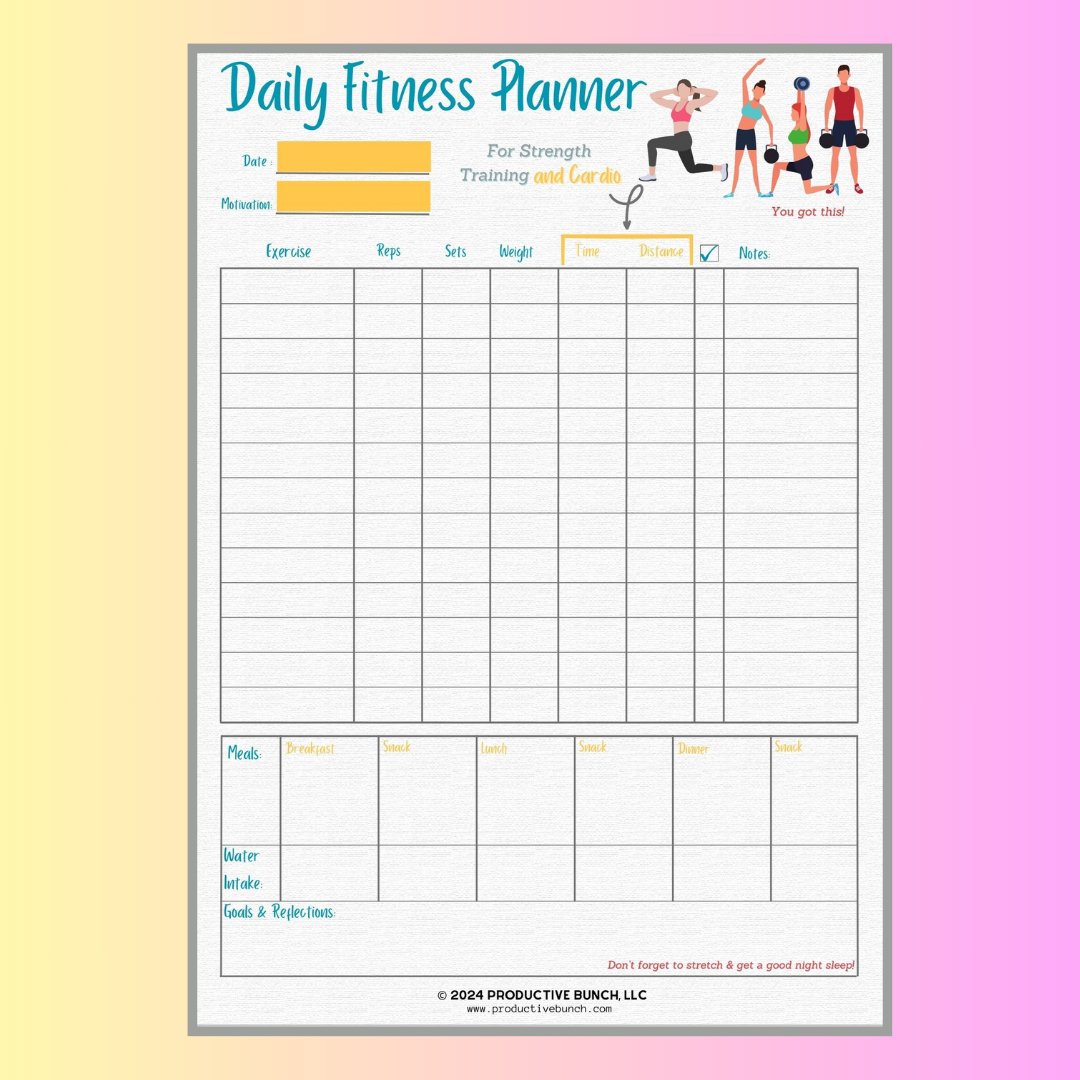 Daily Fitness Planner Pad