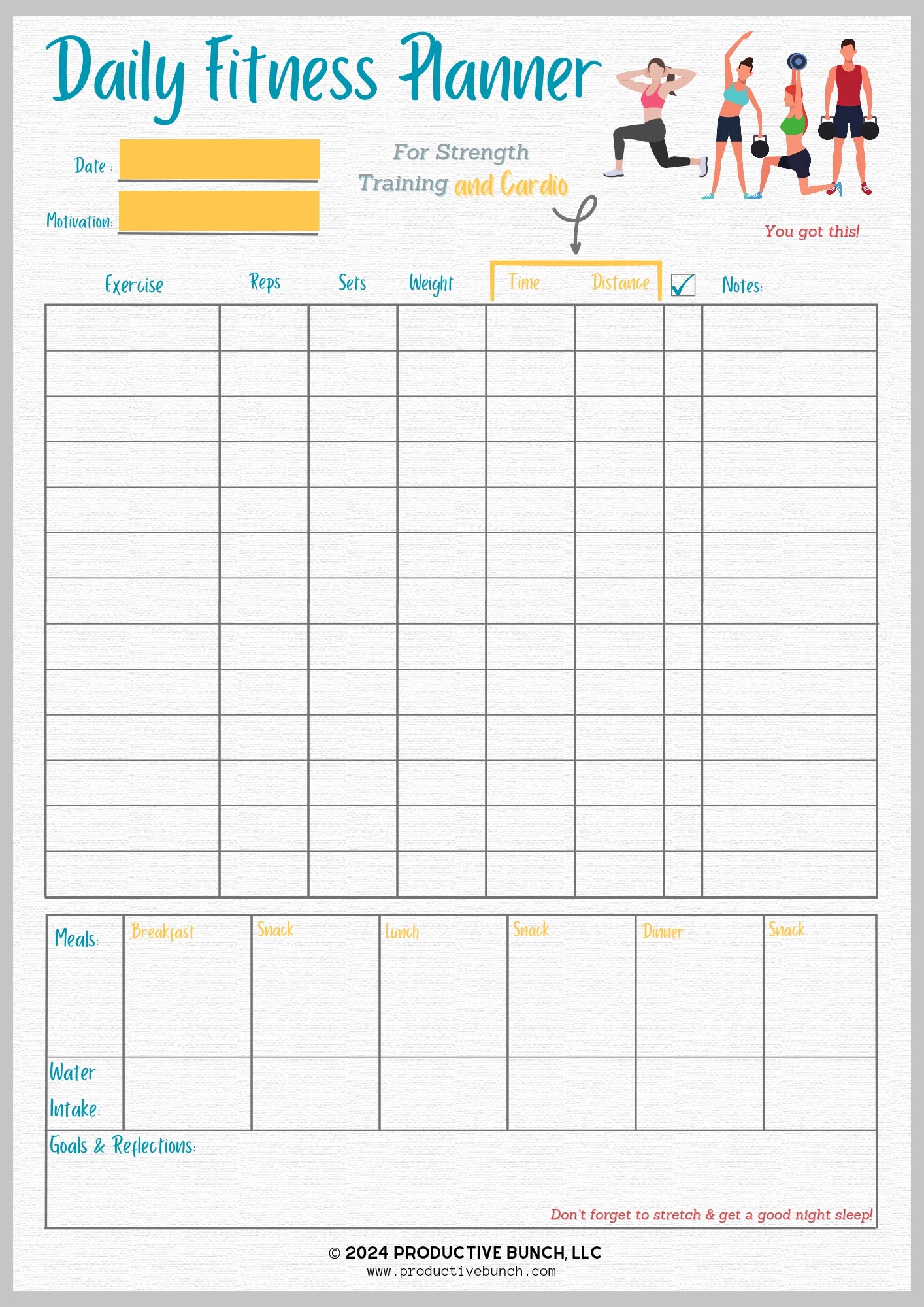 Daily Fitness Planner Pad