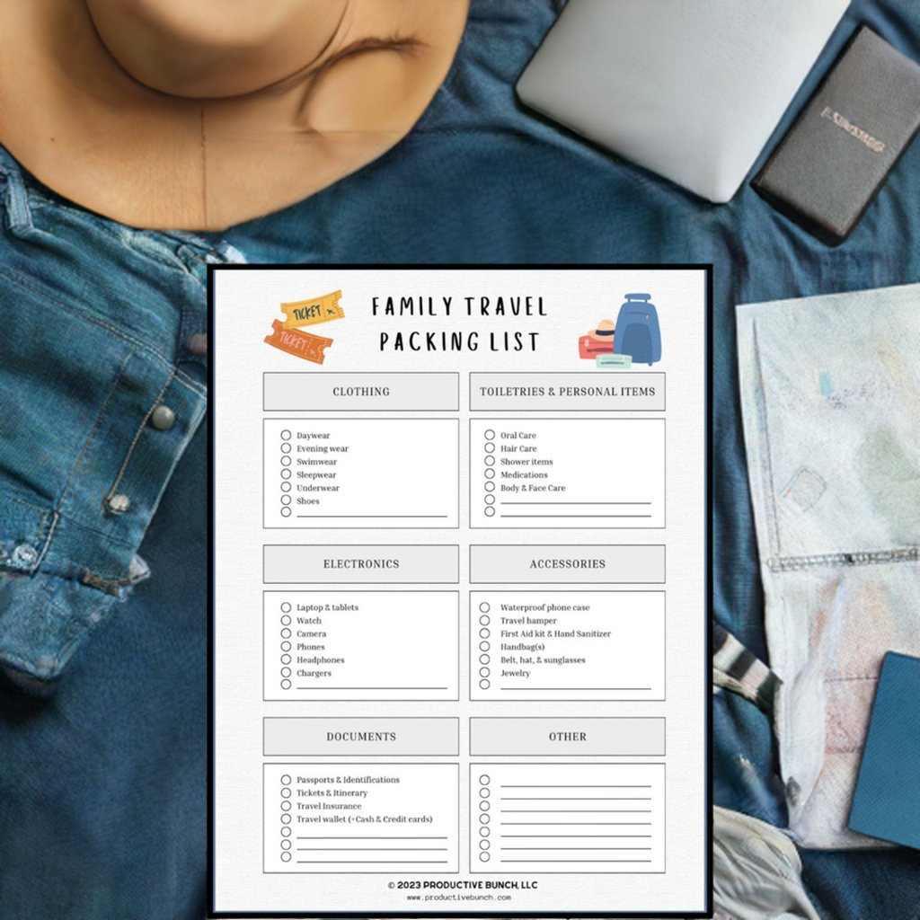 Family Travel Packing List Pad