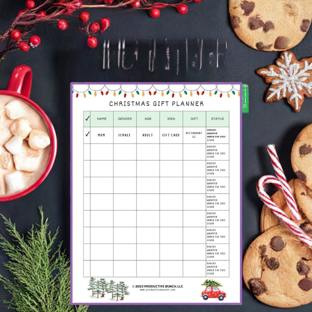 Christmas Gift Planner Pad