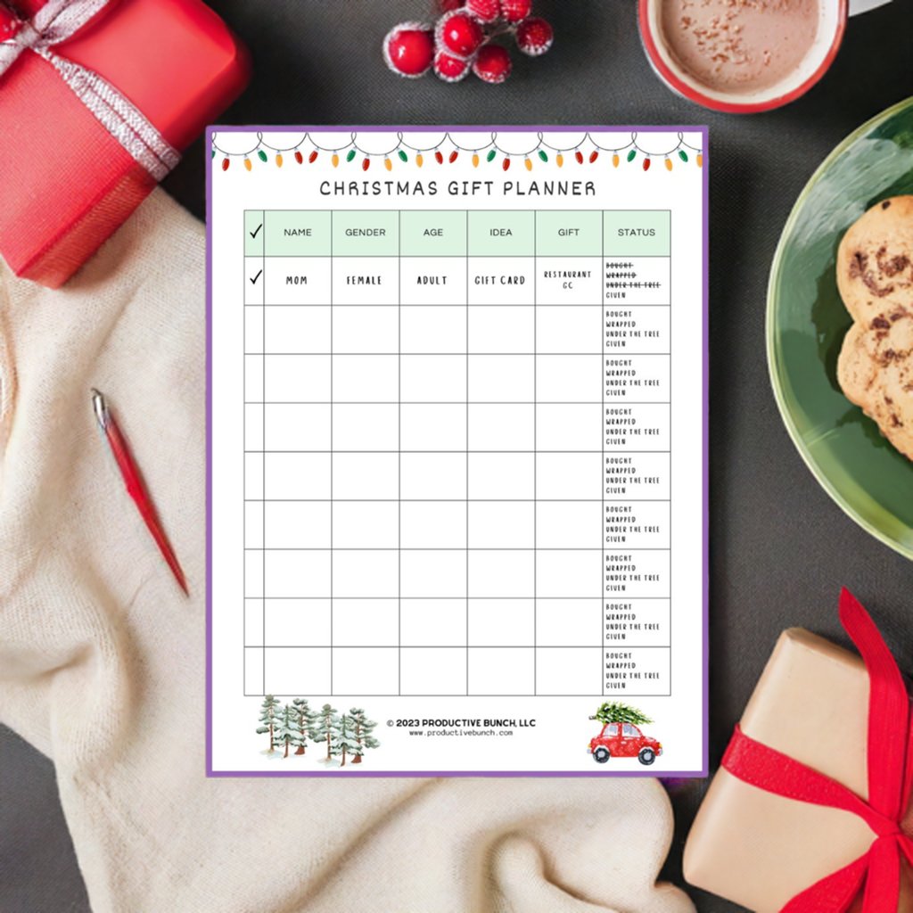 Christmas Gift Planner Pad