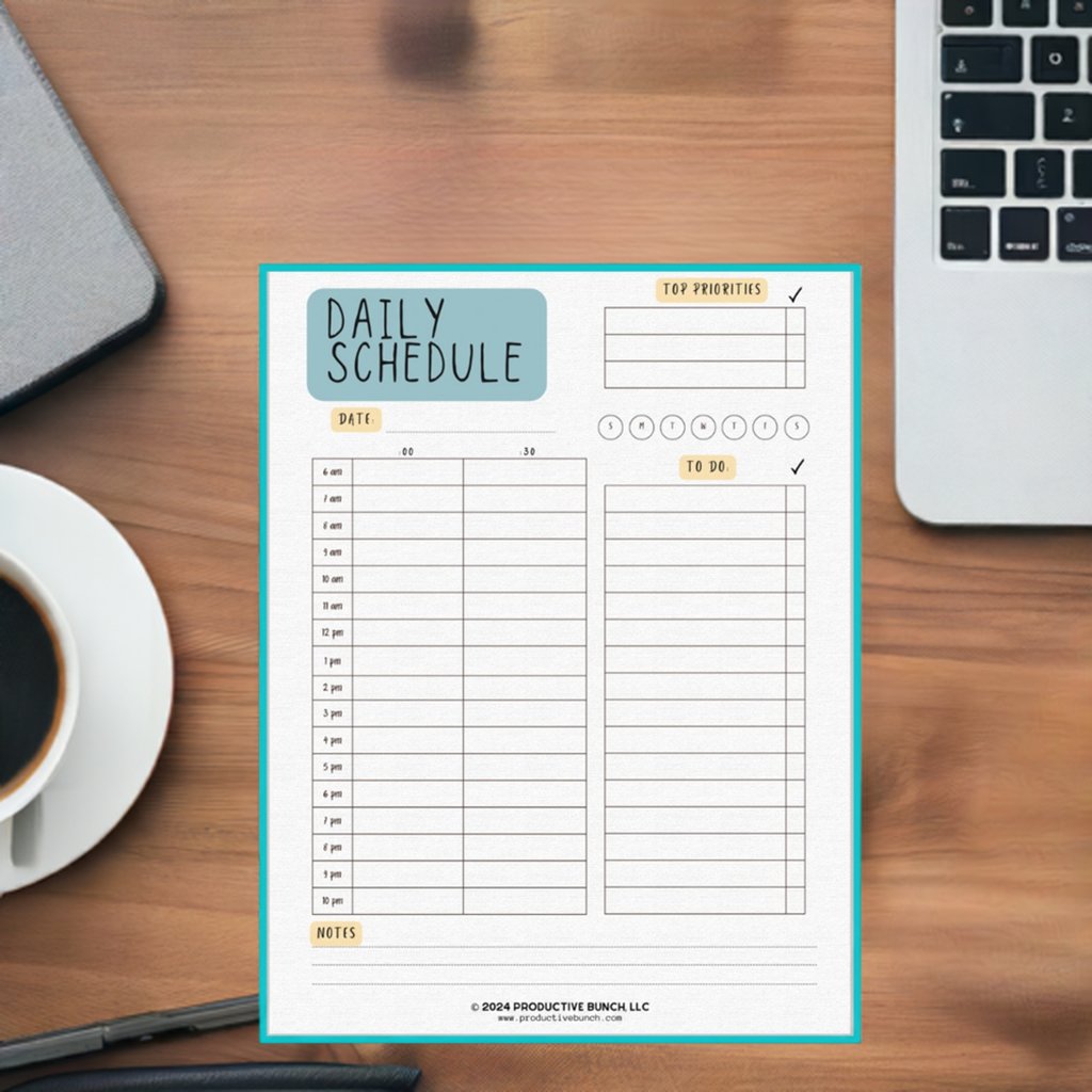 Daily Half-Hourly Schedule Planner Pad