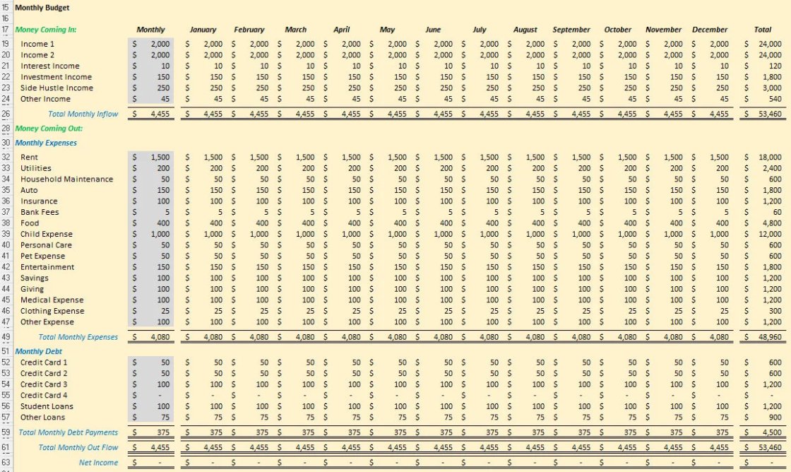 Family Monthly Budget - Digital