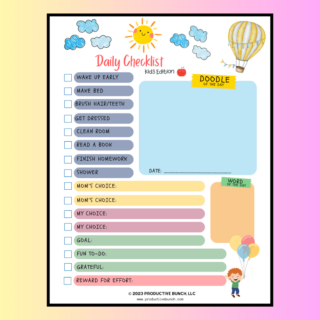 Daily Checklist Kids Edition