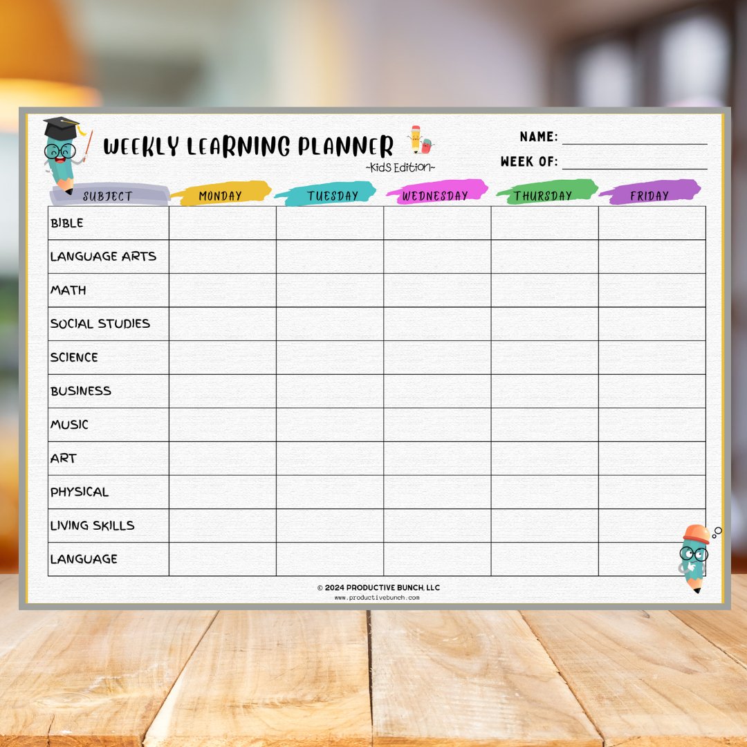 Weekly Learning Planner Kids Edition