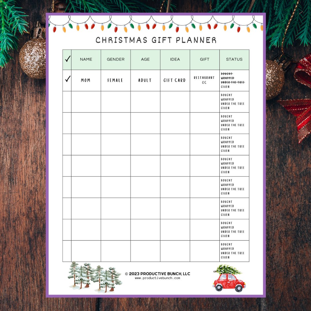 Christmas Gift Planner Pad