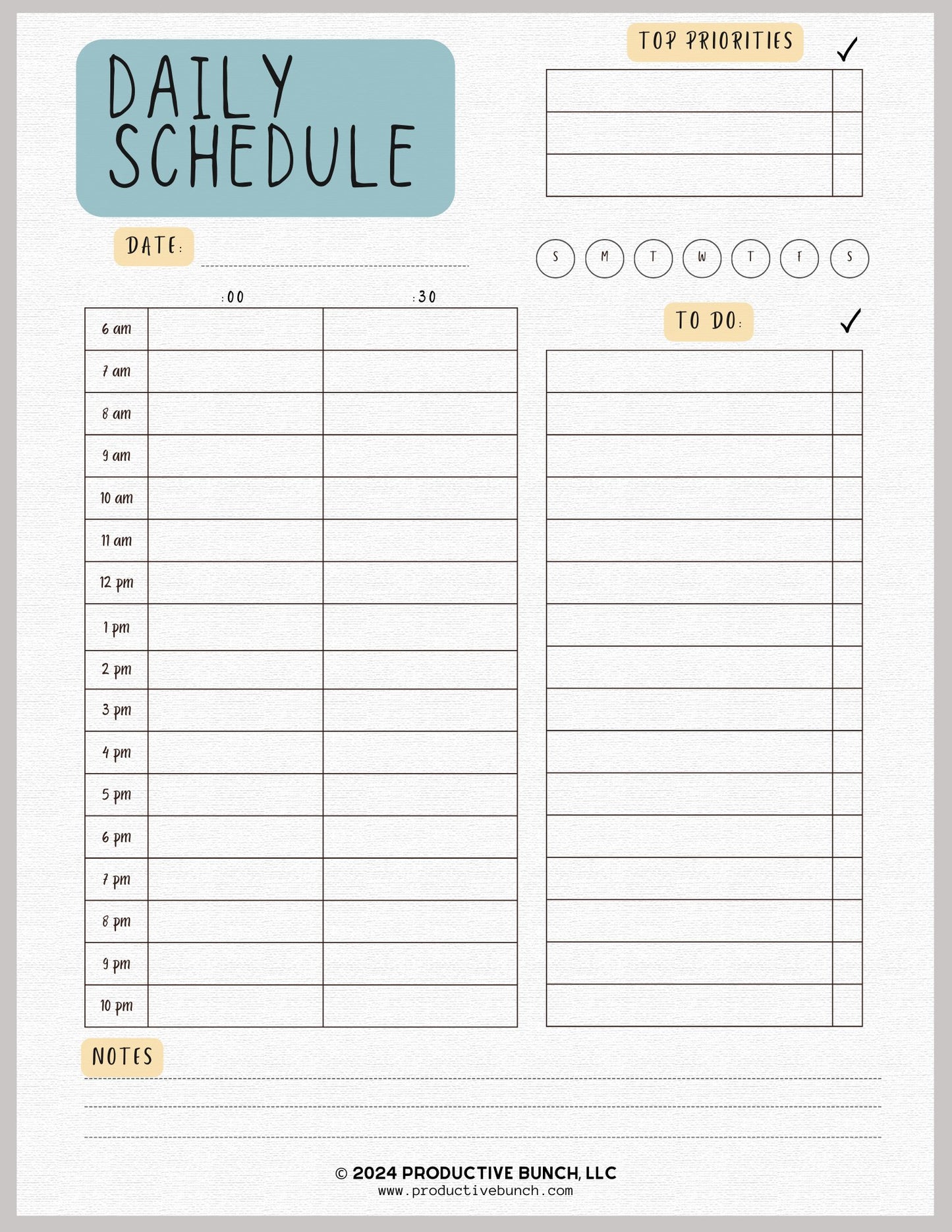 Daily Half-Hourly Schedule Planner Pad