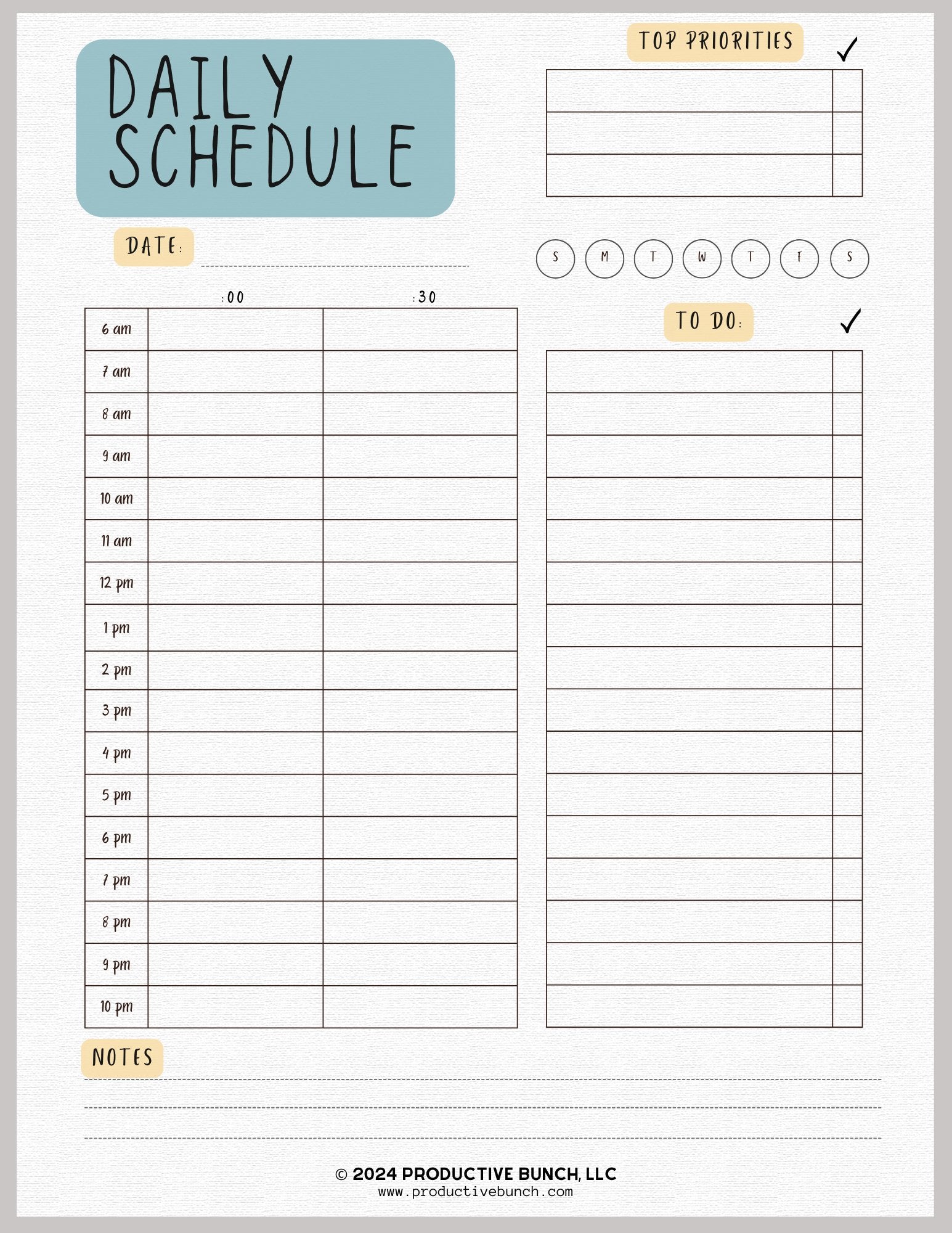 Daily Half-Hourly Schedule Planner Pad