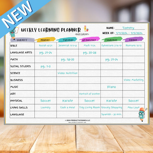 Weekly Learning Planner Kids Edition