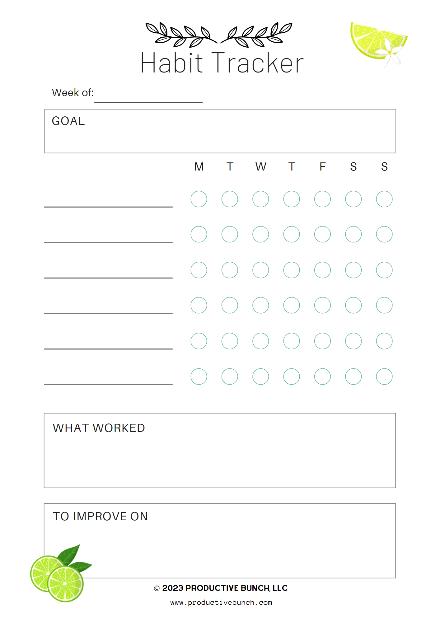 Cultivate positive habits effortlessly with the Weekly Habit Tracker Pad.