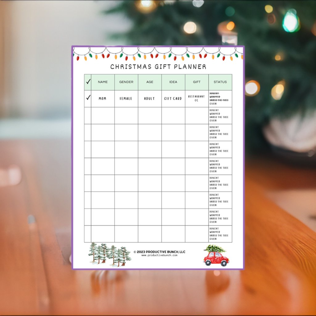 Christmas Gift Planner Pad