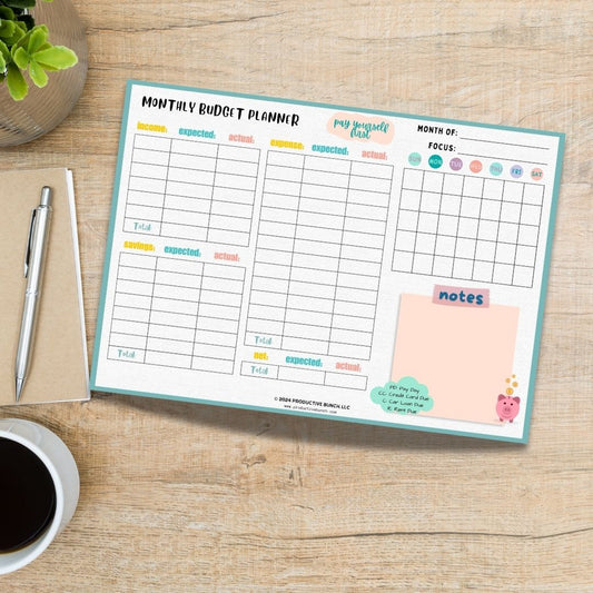 Monthly Budget Planner Pad