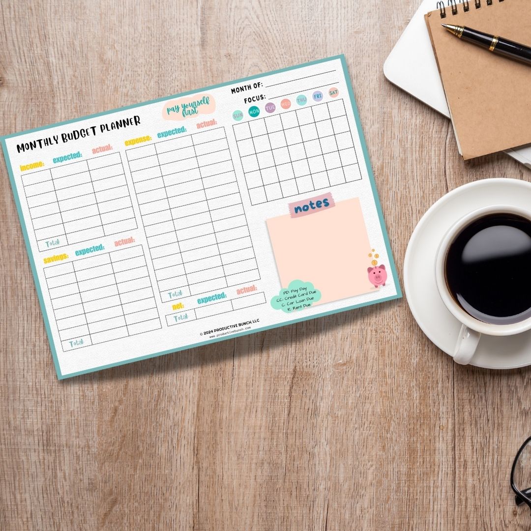 Monthly Budget Planner Pad