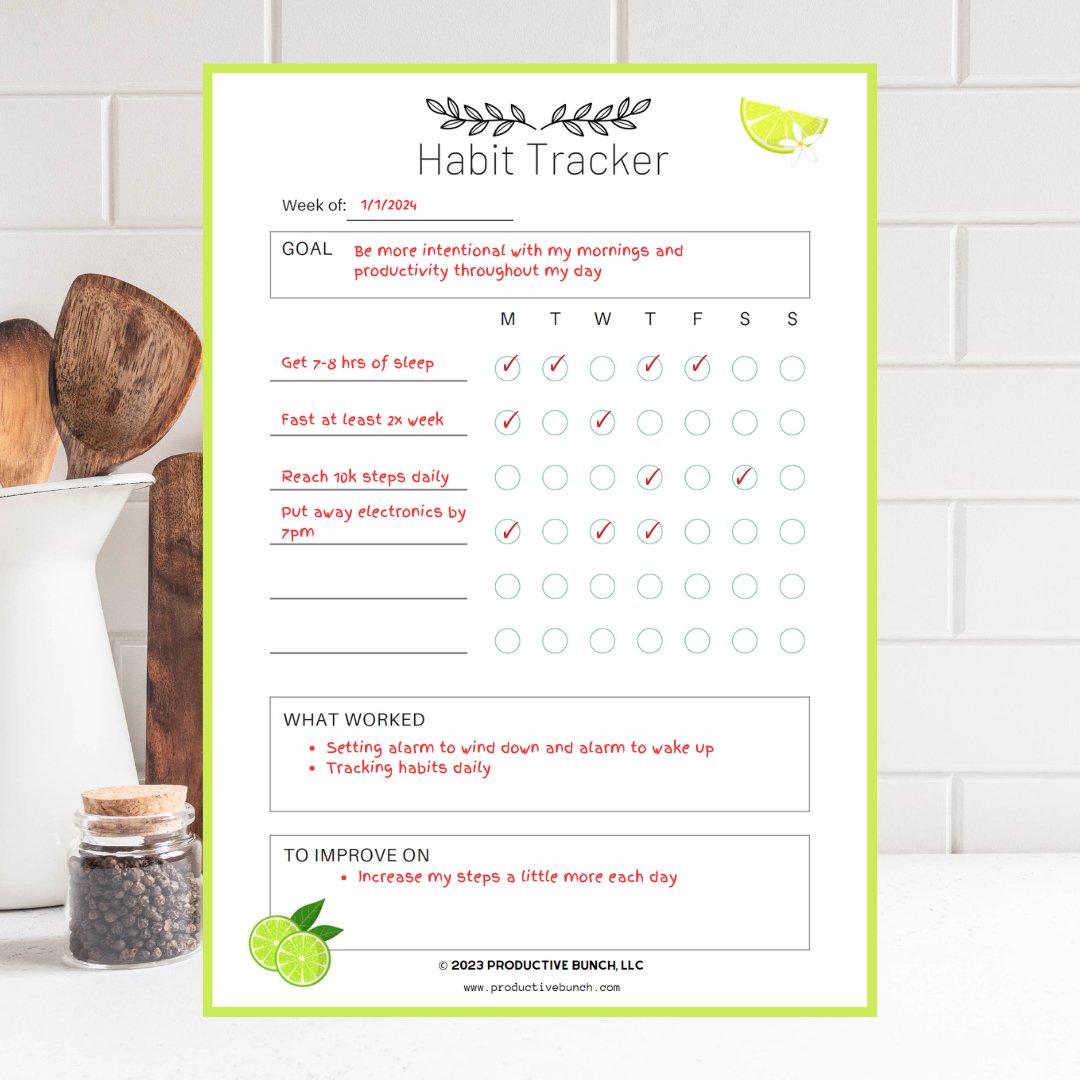 Cultivate positive habits effortlessly with the Weekly Habit Tracker Pad.