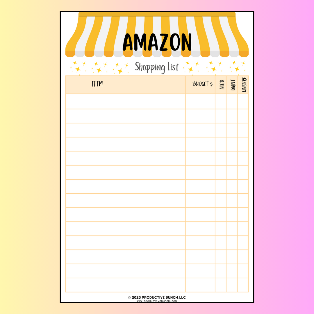 Amazon Shopping List Pad