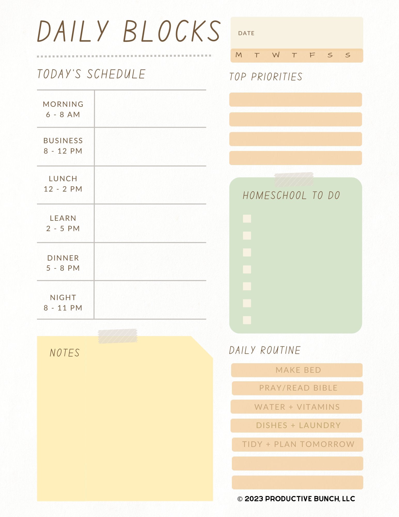 Daily Block Schedule Pad Homeschool Edition - Will Help Your Student ...