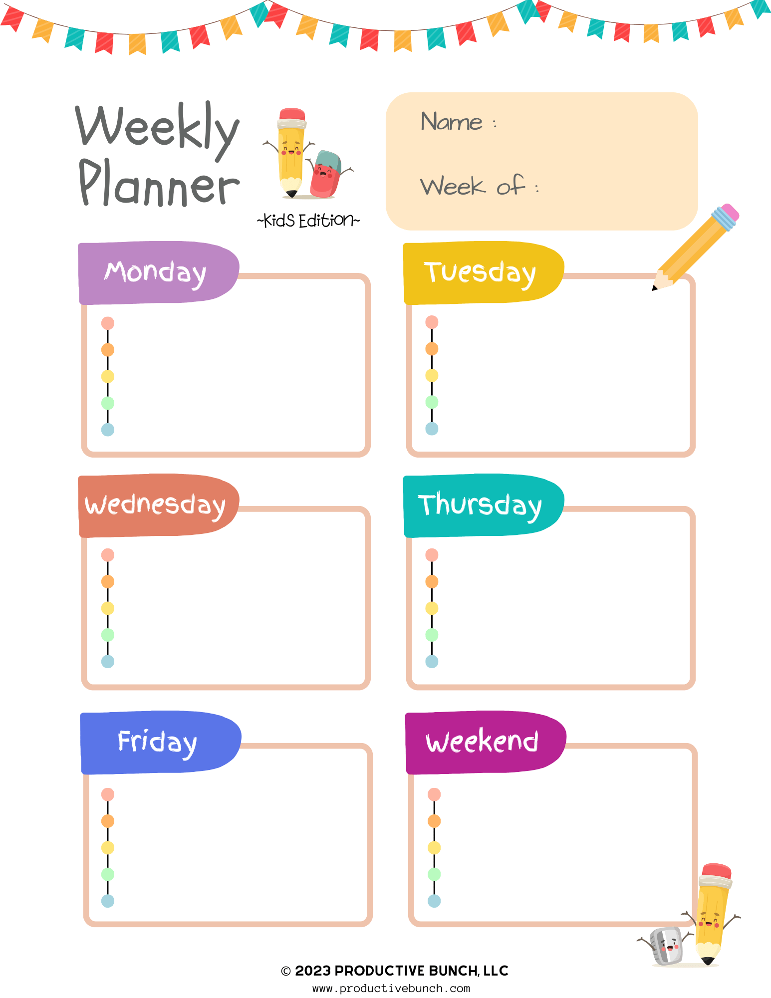 Foster organization and creativity with the colorful Kids Weekly Planner Pad.